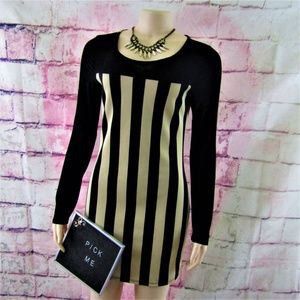 Windsor Stripe Color Block Long Sleeve Dress L